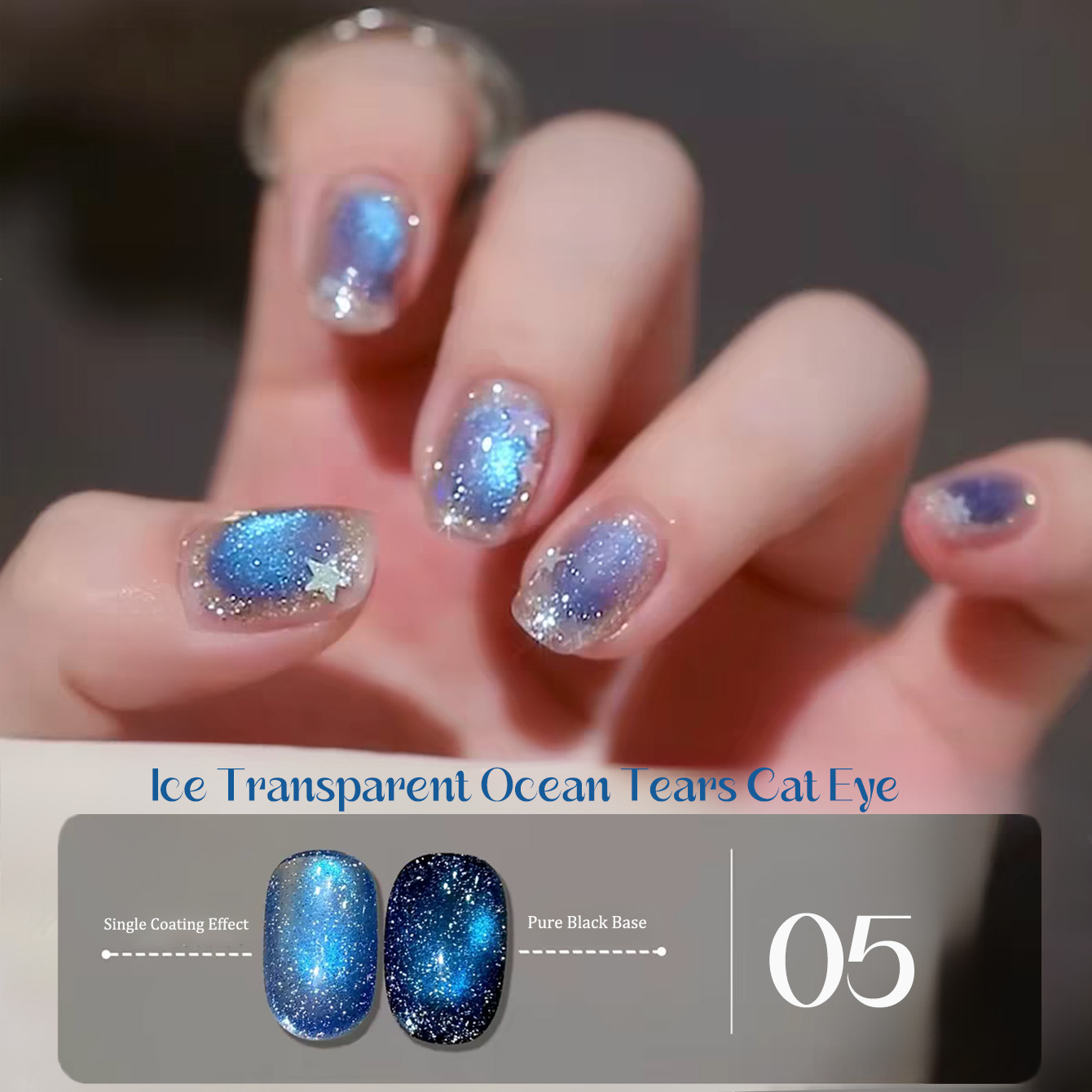 Nail Art Ice Blue - SHAKA 1-8pcs Summer Popular Ice Transparent