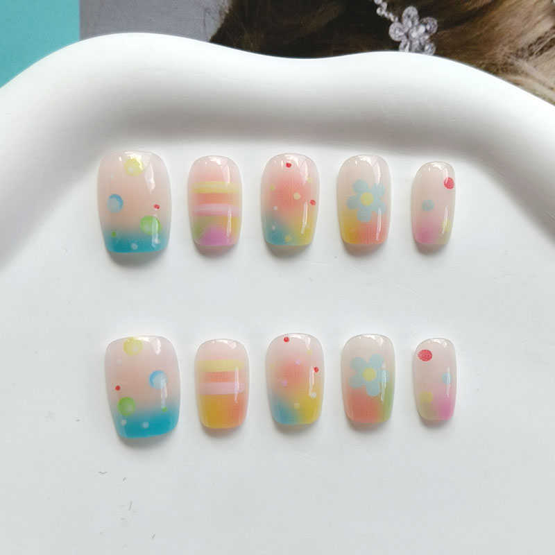 Nail Art Rainbow - 10Pcs Rainbow Bubble Gum Sweet Cute