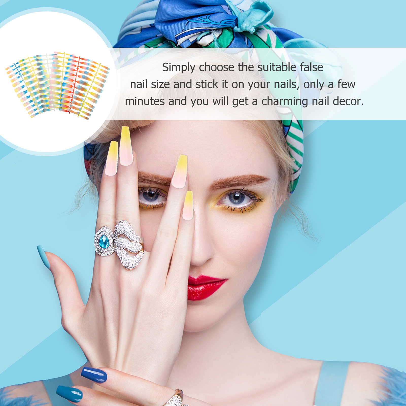 144Pcs Ombre Rainbow False Nai - огляд і ціна Nail Art Rainbow