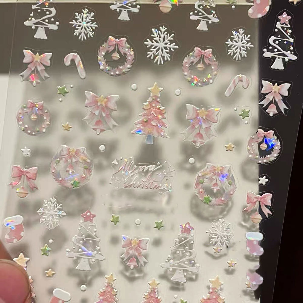 1pcs Aurora Pink Christmas Tre - огляд і ціна Nail Art Xmas Stickers