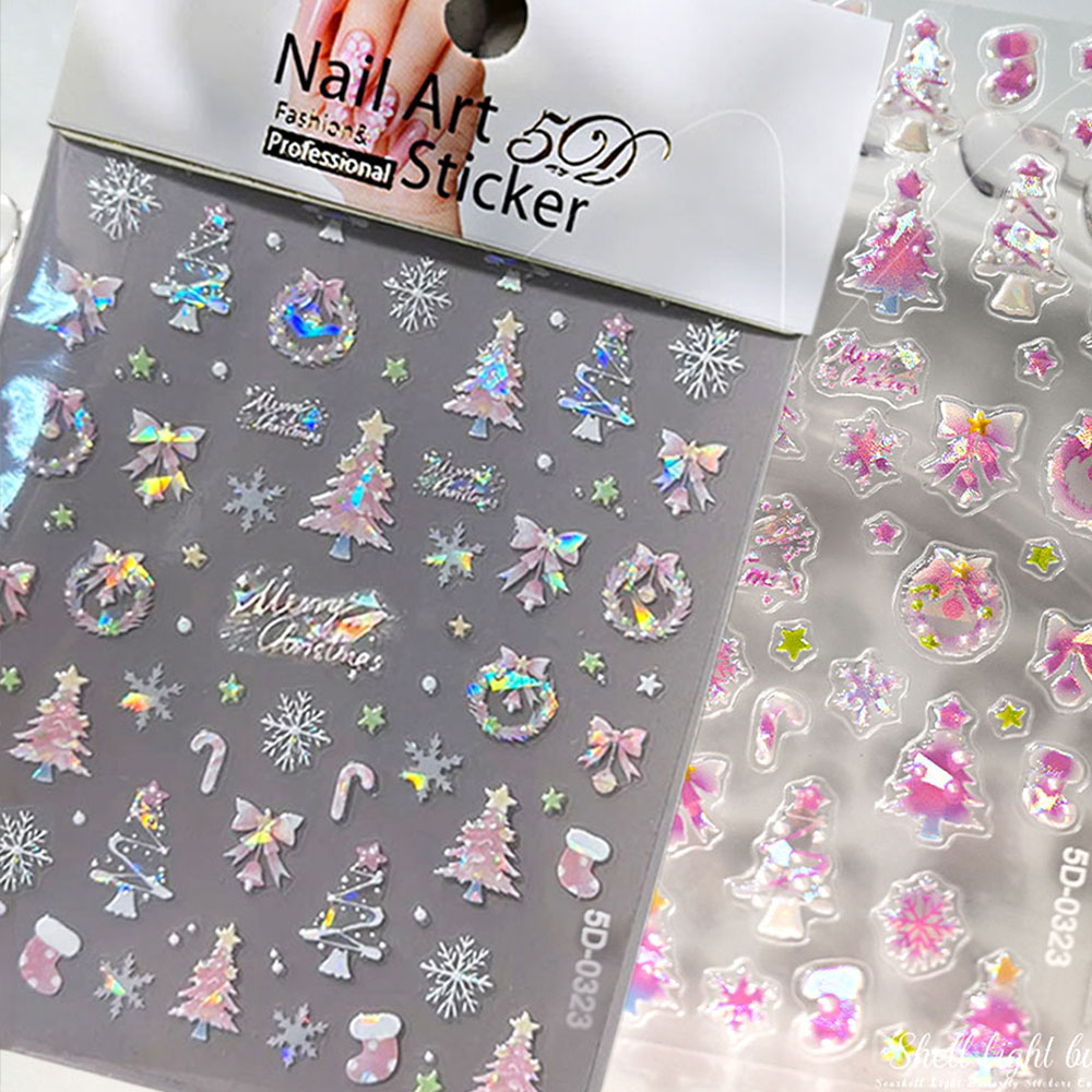 1pcs Aurora Pink Christmas Tre - огляд і ціна Nail Art Xmas Stickers