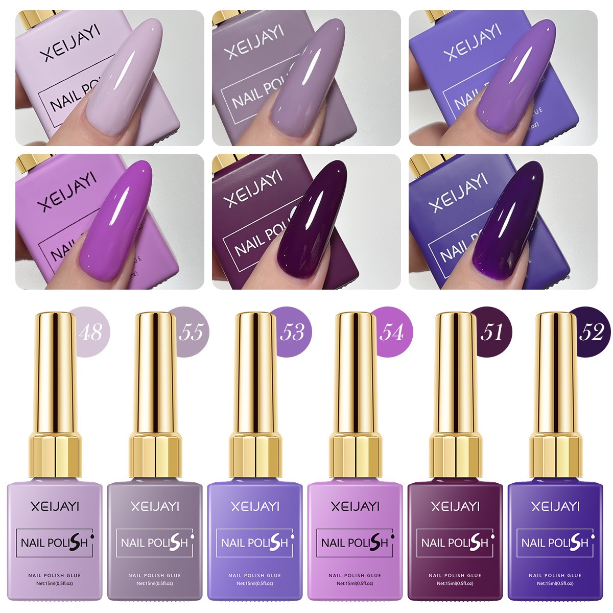6PCS/SET 15ml Gel Nail Polish  - огляд і ціна Nail Art Violet