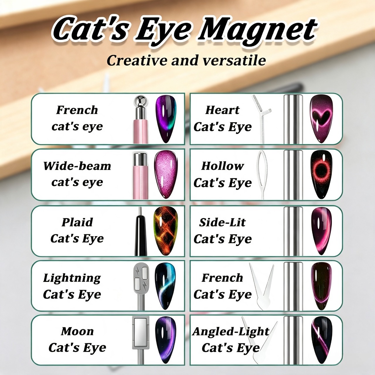 7pcs Cat Eye Nail Magnet Set,  - огляд і ціна Nail Art Full Color