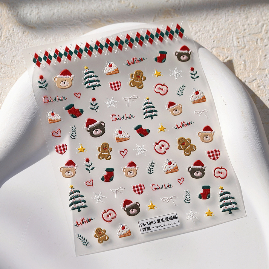 Cute Christmas Bear & Gingerbr - огляд і ціна Nail Art Xmas Stickers