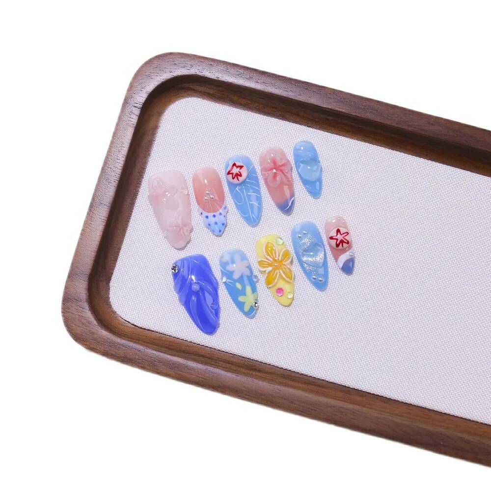 Luxury Almond-Shaped Handmade  - огляд і ціна Nail Art Ice Blue
