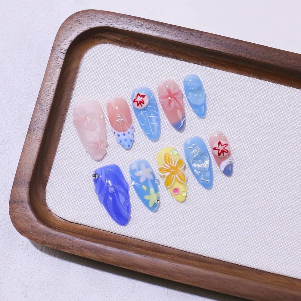 Luxury Almond-Shaped Handmade  - огляд і ціна Nail Art Ice Blue