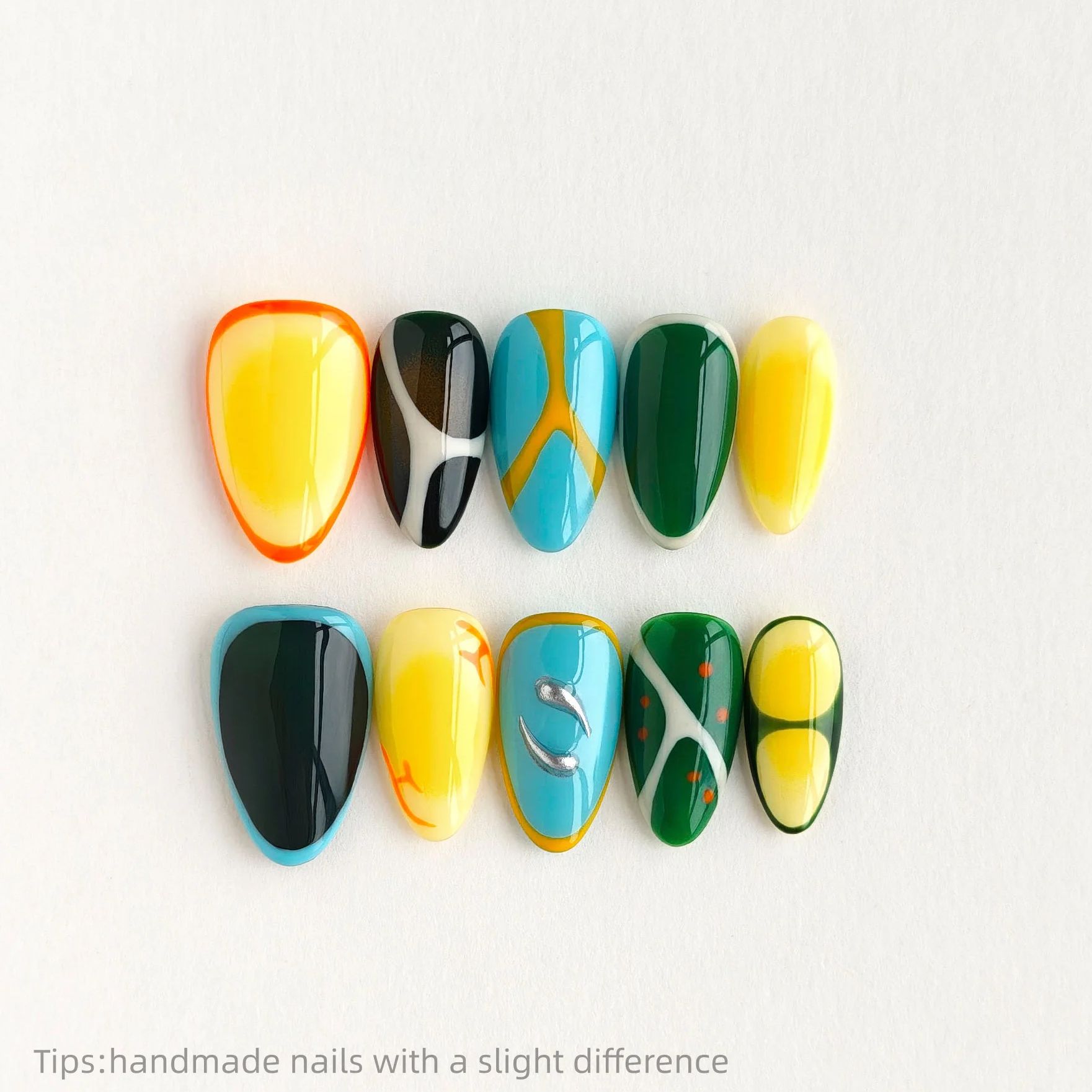 10pcs Handmade Colorful Block  - огляд і ціна Nail Art Full Color